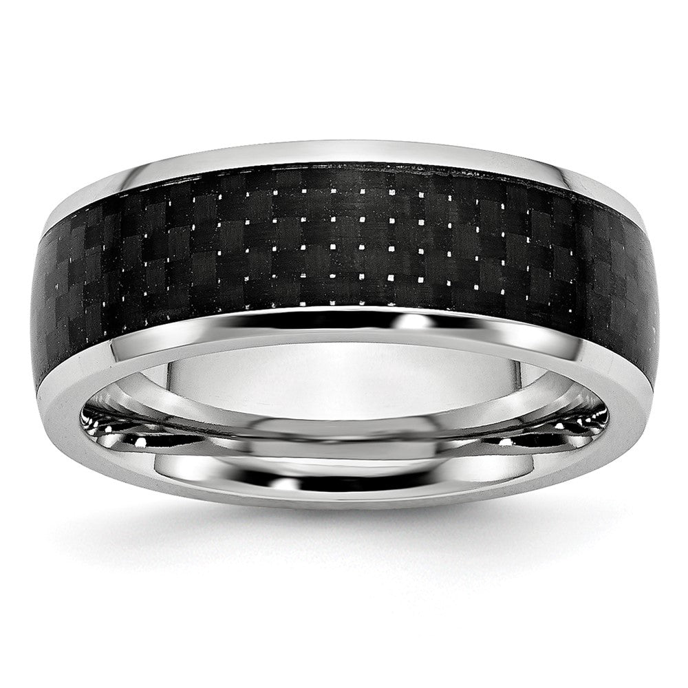 Chisel Cobalt Polished Black Carbon Fiber Inlay 8mm Band