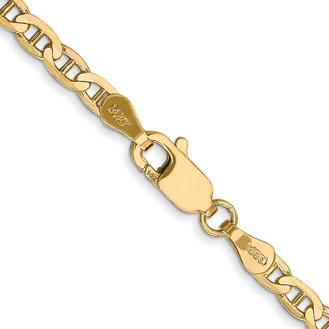 14K 22 Inch 3Mm Concave Anchor With Lobster Clasp Chain