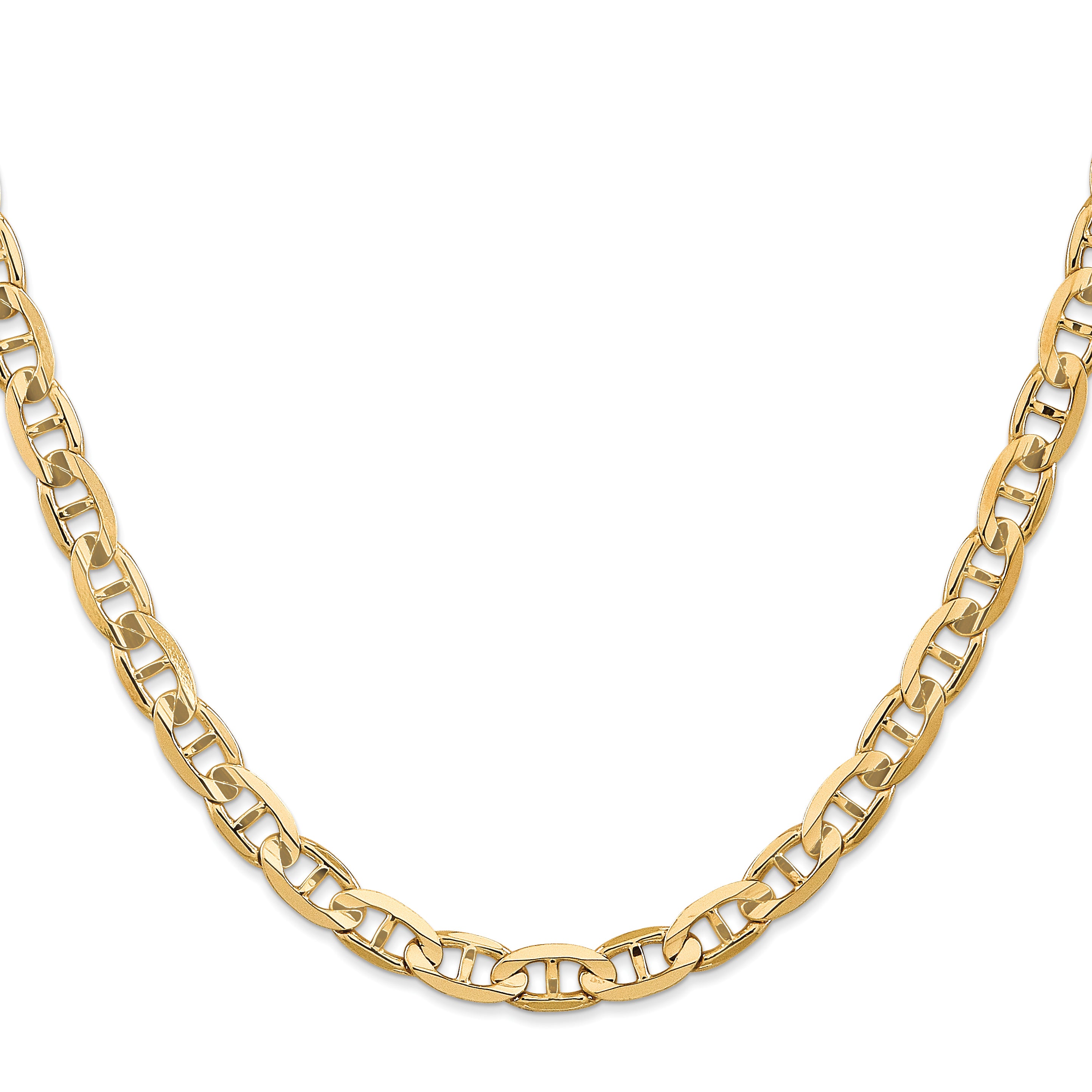 14K 24 Inch 6.25Mm Concave Anchor With Lobster Clasp Chain