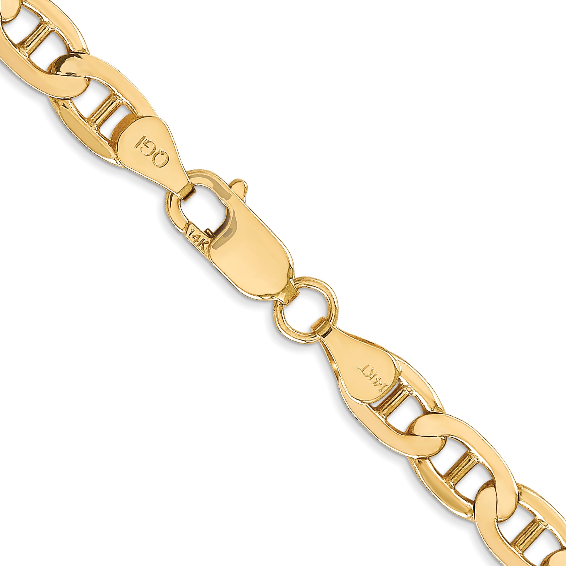 14K 24 Inch 6.25Mm Concave Anchor With Lobster Clasp Chain