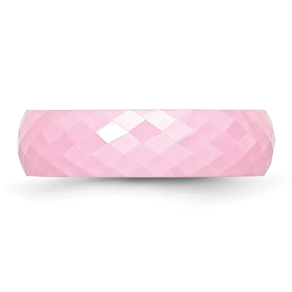 Chisel Ceramic Pink Faceted 6mm Polished Band