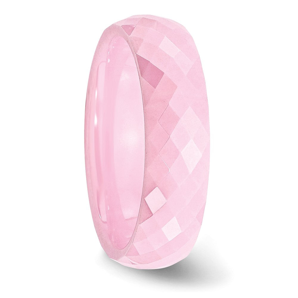Chisel Ceramic Pink Faceted 6mm Polished Band