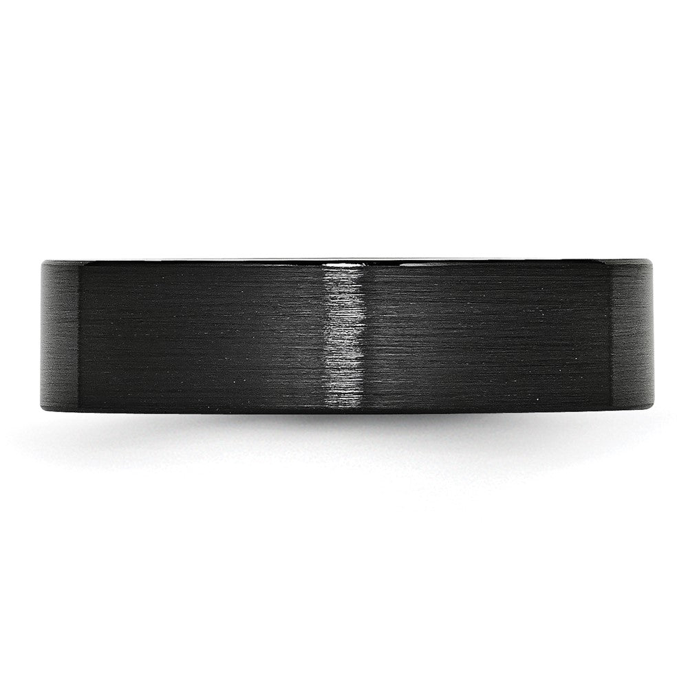 Chisel Black Ceramic Flat 6mm Brushed Band