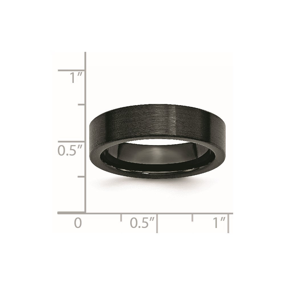 Chisel Black Ceramic Flat 6mm Brushed Band