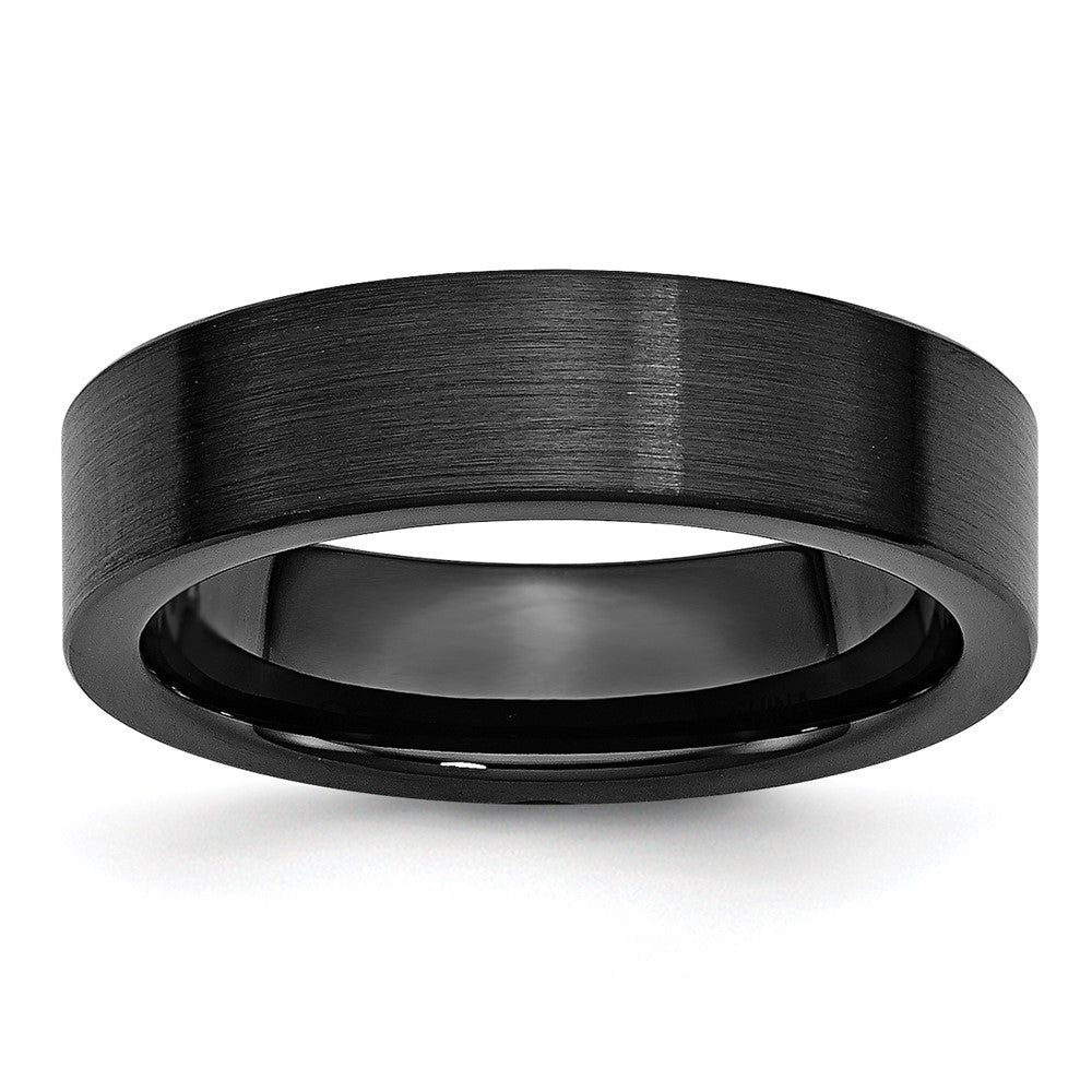 Chisel Black Ceramic Flat 6mm Brushed Band
