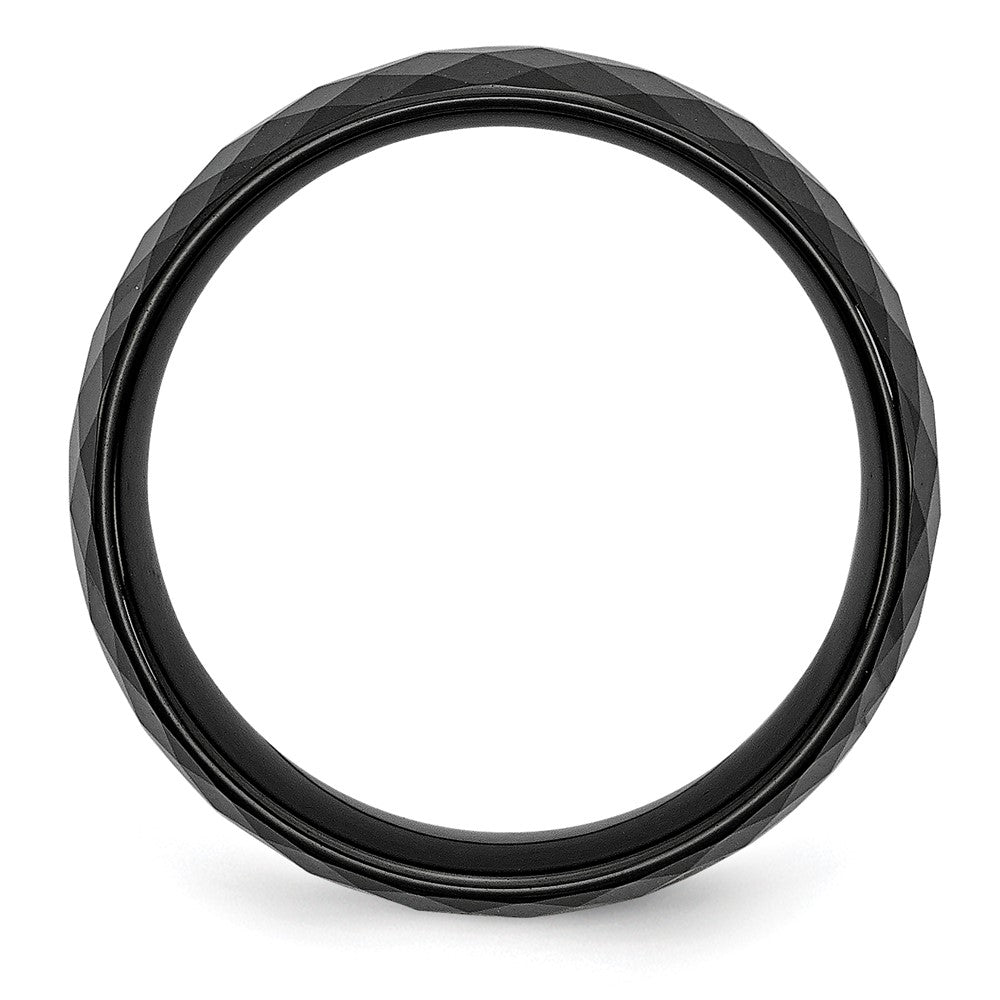 Chisel Ceramic Black Faceted 7.5mm Polished Band