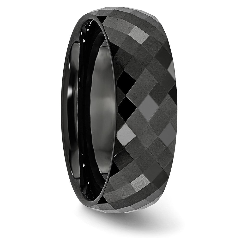 Chisel Ceramic Black Faceted 7.5mm Polished Band