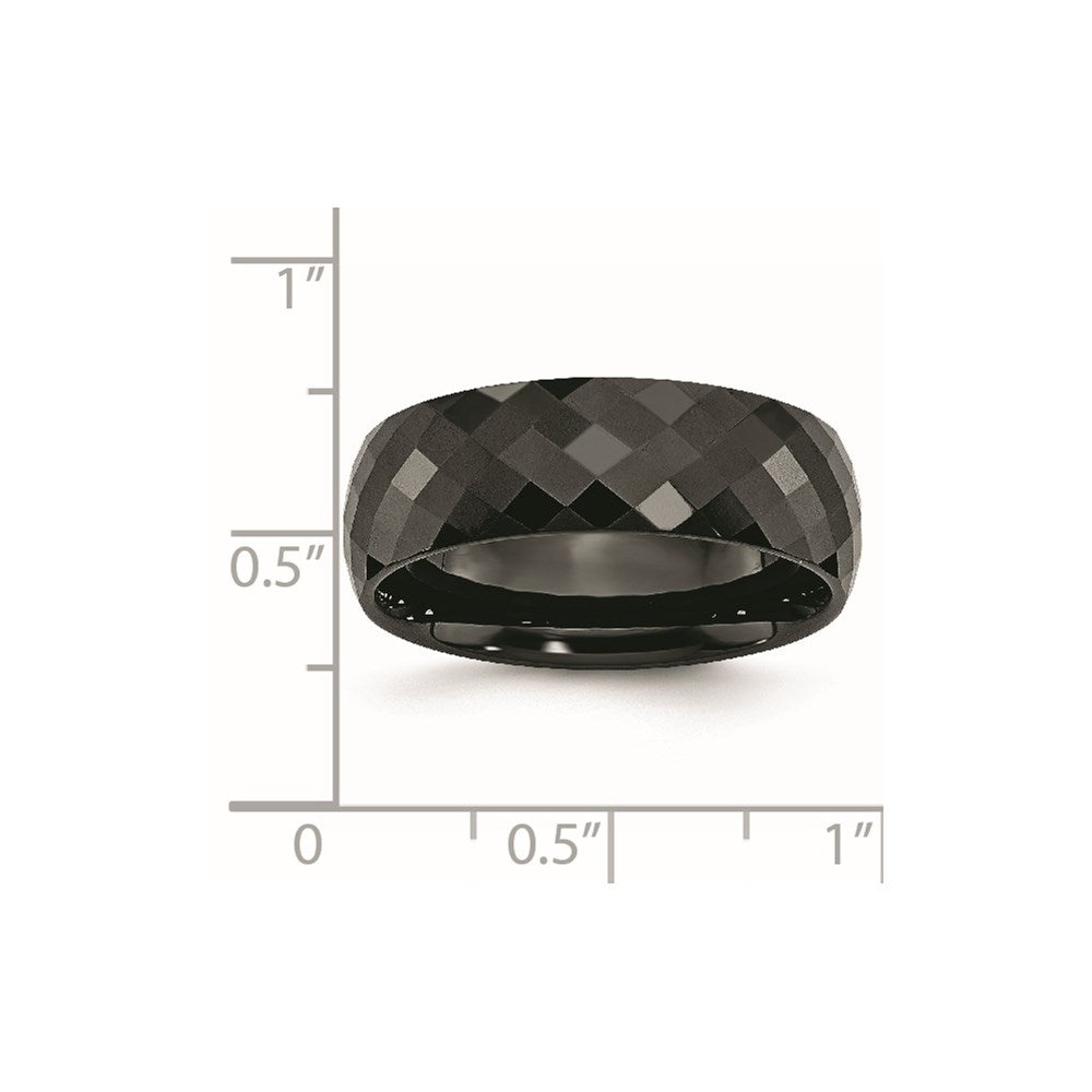 Chisel Ceramic Black Faceted 7.5mm Polished Band