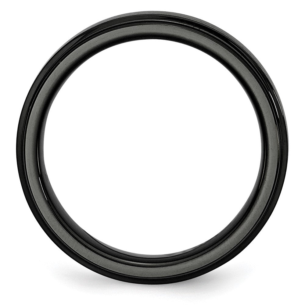 Chisel Black Ceramic Ridged Edge 6mm Brushed and Polished Band