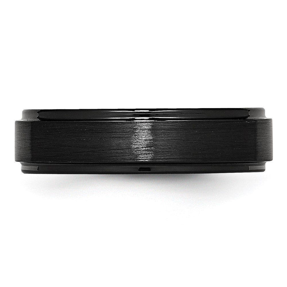 Chisel Black Ceramic Ridged Edge 6mm Brushed and Polished Band