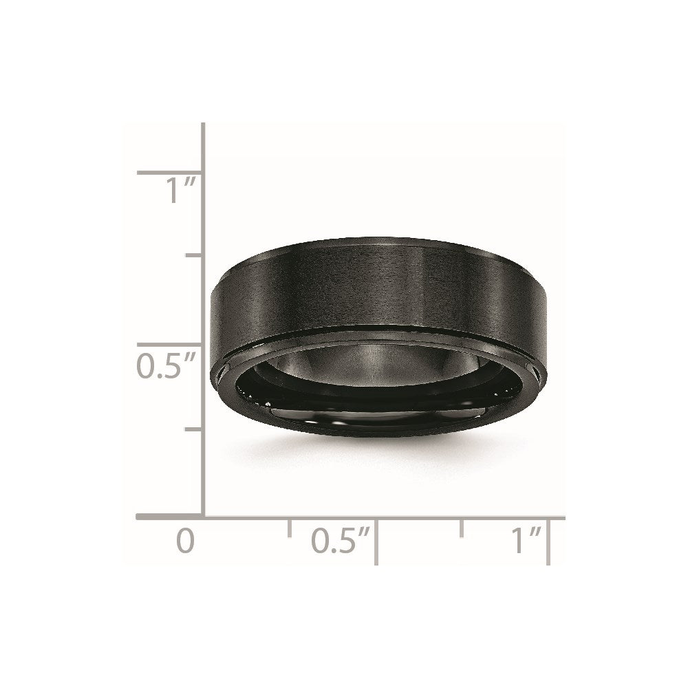 Chisel Black Ceramic Ridged Edge 8mm Brushed and Polished Band