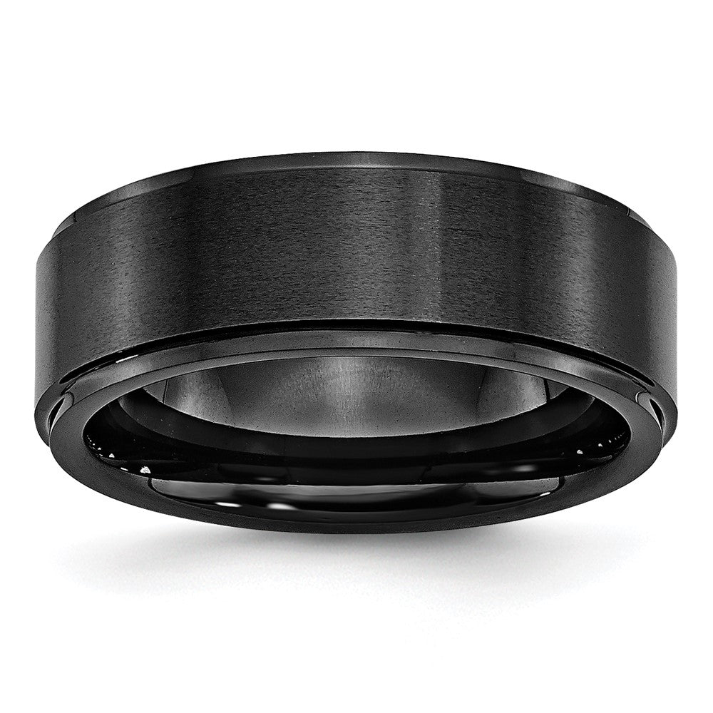 Chisel Black Ceramic Ridged Edge 8mm Brushed and Polished Band