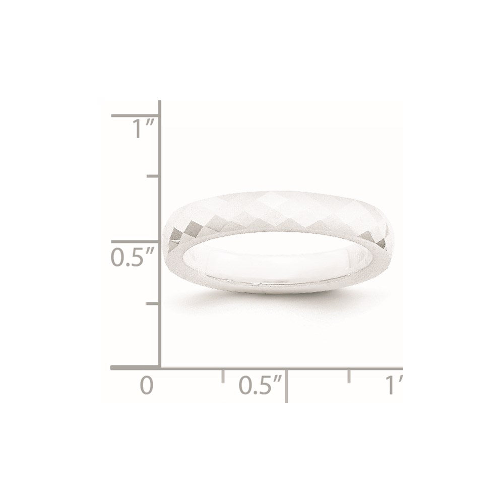 Chisel Ceramic White 4mm Faceted Polished Band