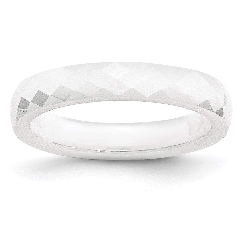 Chisel Ceramic White 4mm Faceted Polished Band