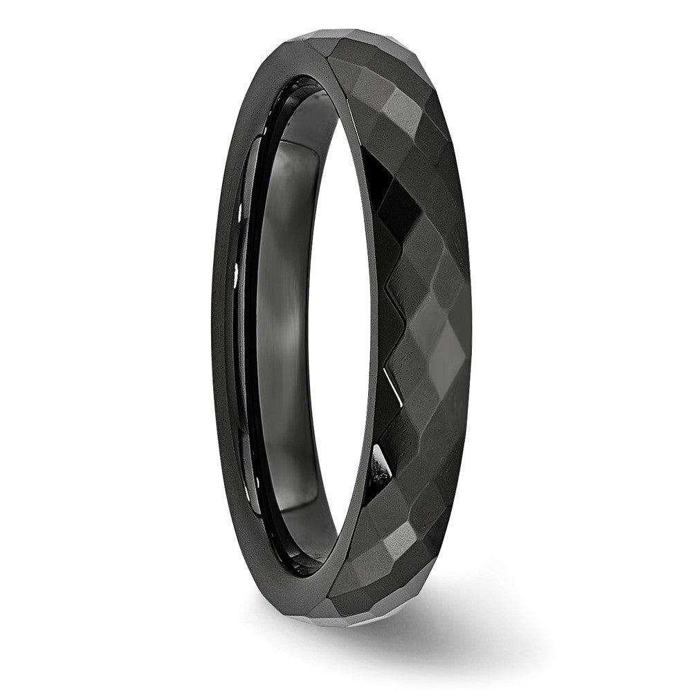 Chisel Ceramic Black 4mm Faceted Polished Band