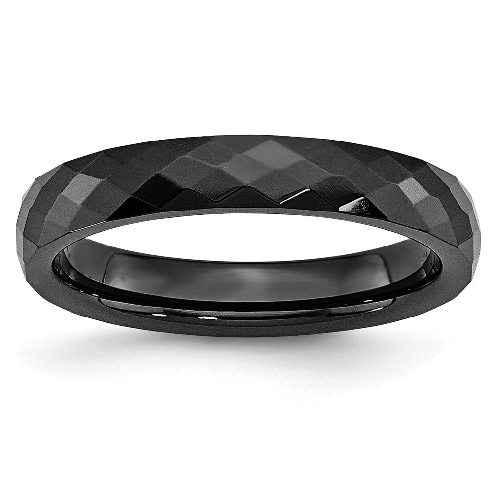 Chisel Ceramic Black 4mm Faceted Polished Band