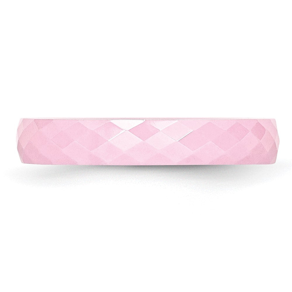 Chisel Ceramic Pink 4mm Faceted Polished Band