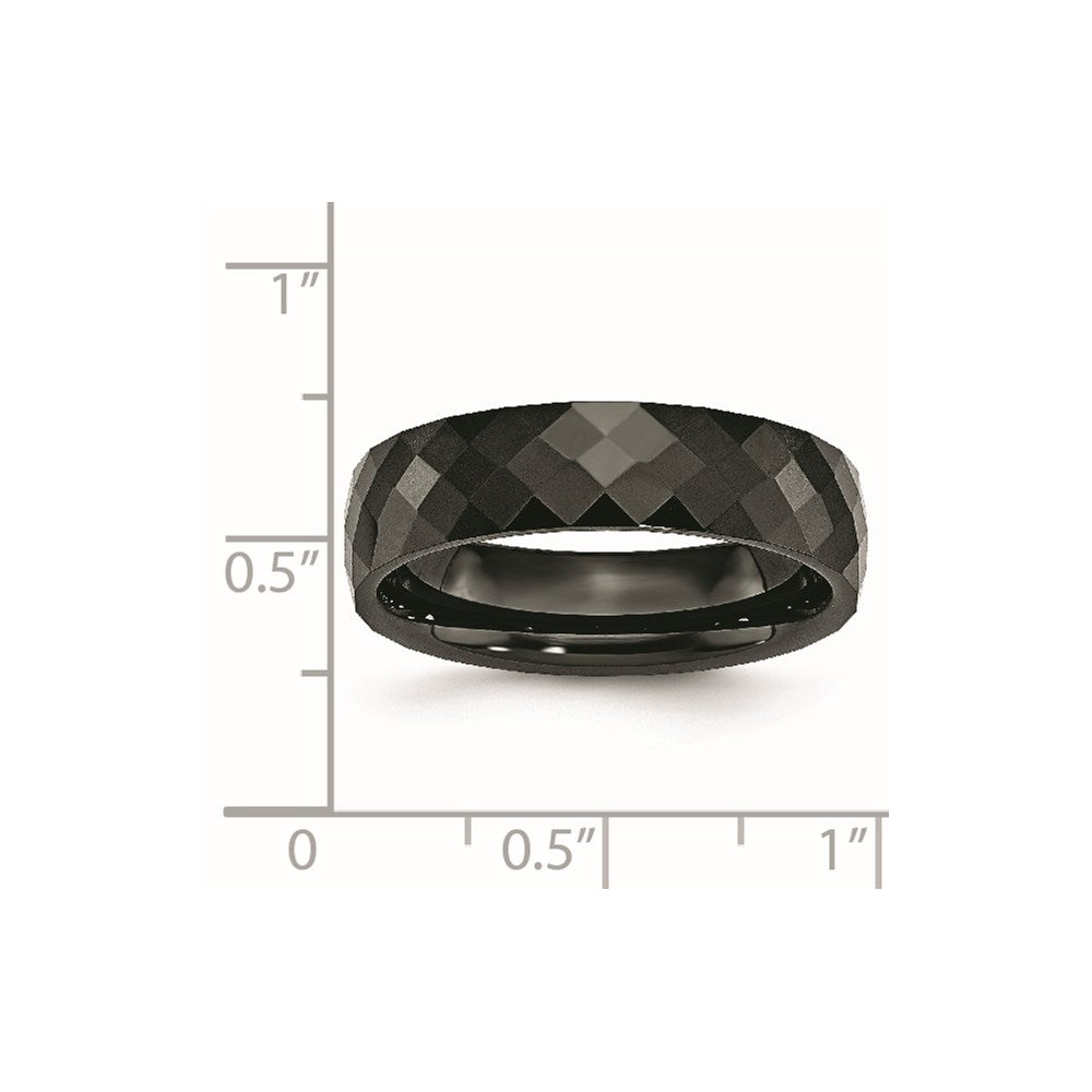 Chisel Ceramic Black 6mm Faceted Polished Band