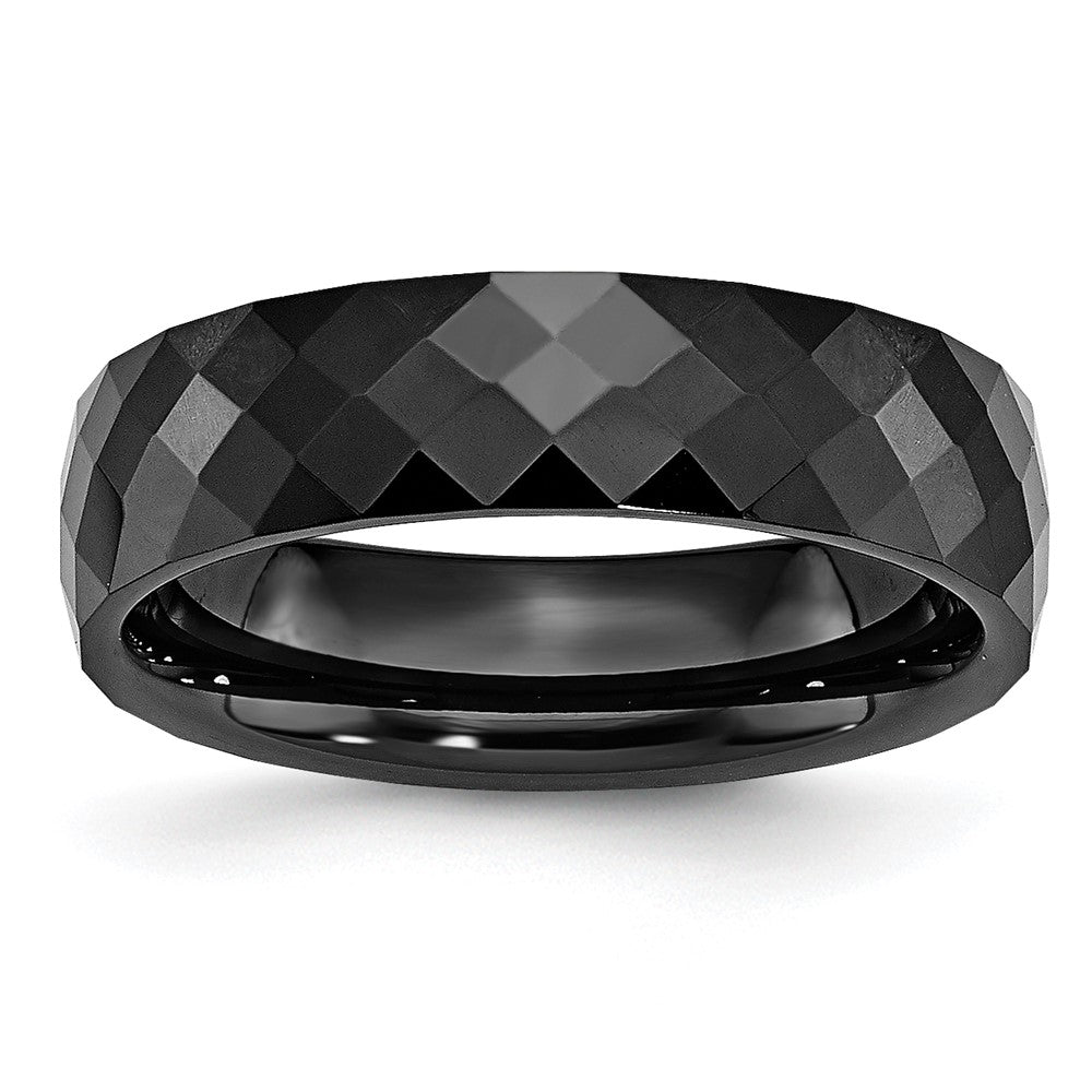 Chisel Ceramic Black 6mm Faceted Polished Band