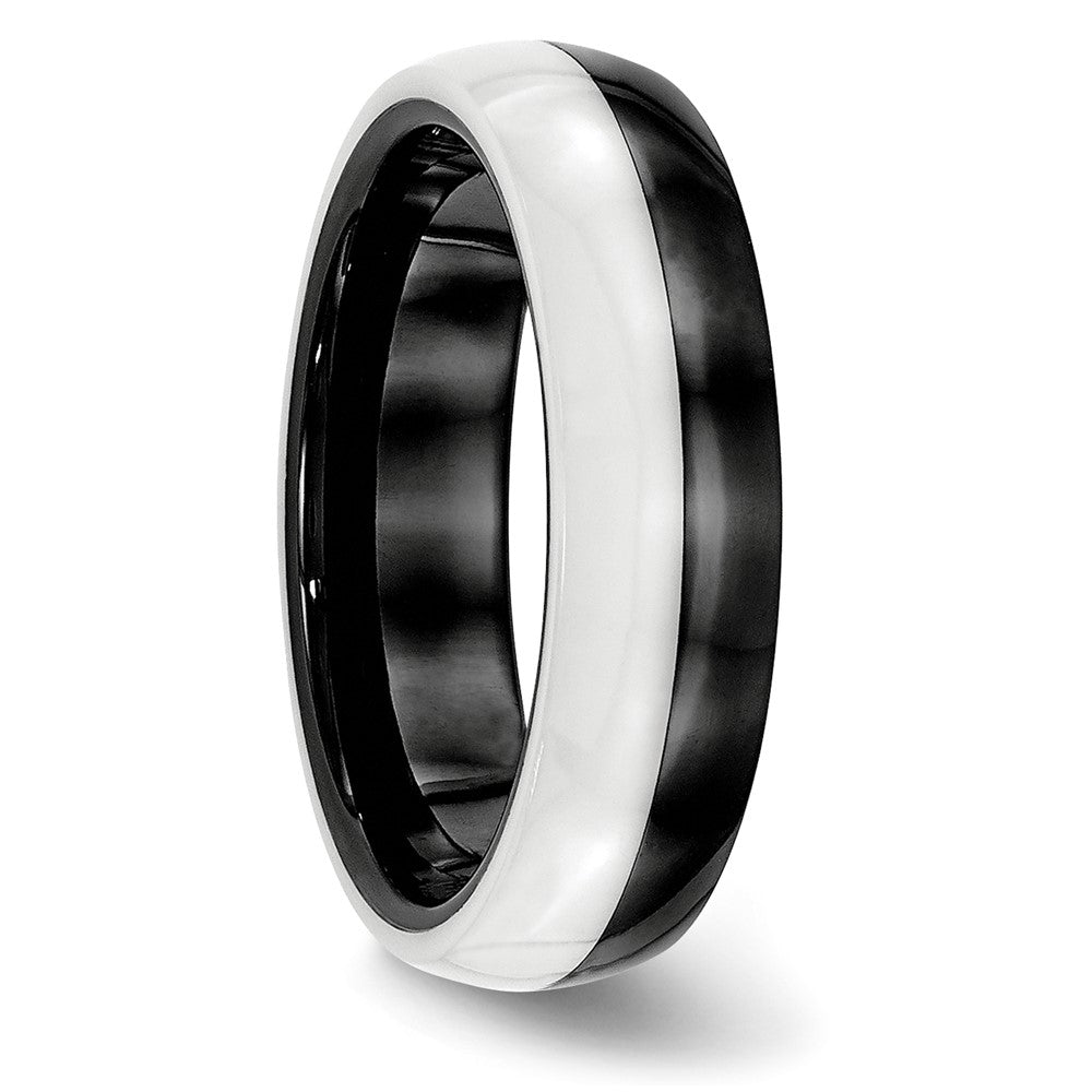 Chisel Ceramic Black and White 6mm Polished Band