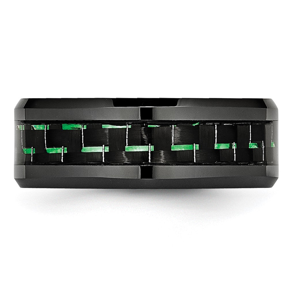 Chisel Ceramic Black with Green Carbon Fiber Inlay Beveled Edge Ring