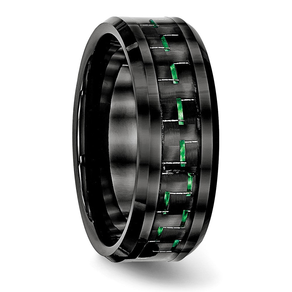 Chisel Ceramic Black with Green Carbon Fiber Inlay Beveled Edge Ring