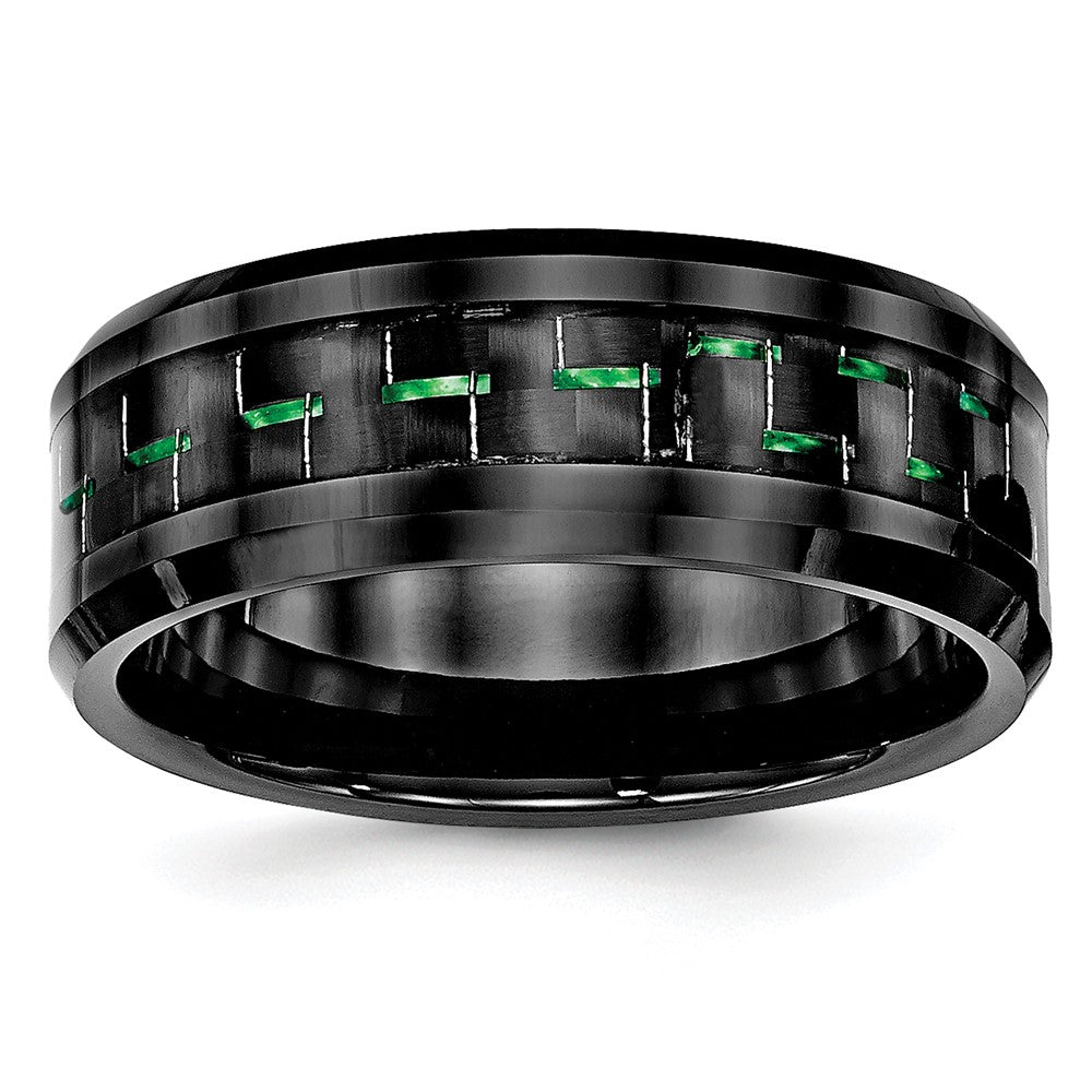 Chisel Ceramic Black with Green Carbon Fiber Inlay Beveled Edge Ring