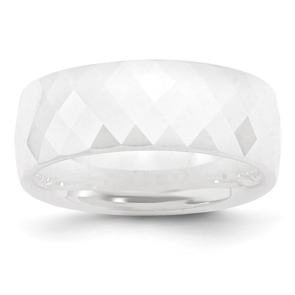 Chisel Ceramic White Faceted 8mm Polished Band