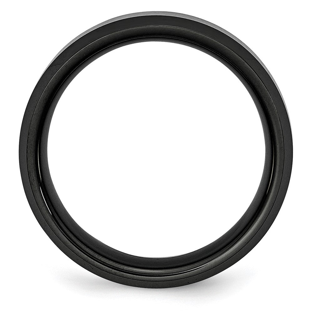 Chisel Ceramic Black Beveled Edge 8mm Brushed and Polished Band