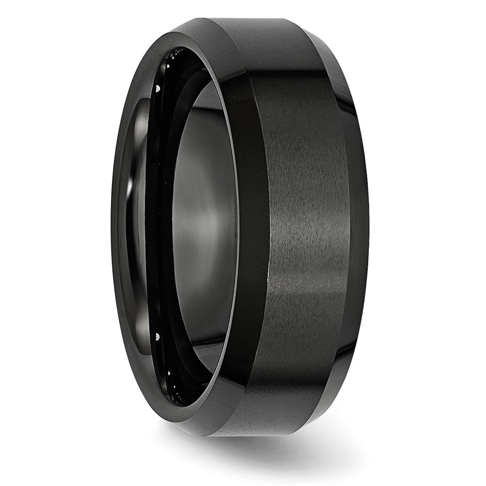 Chisel Ceramic Black Beveled Edge 8mm Brushed and Polished Band