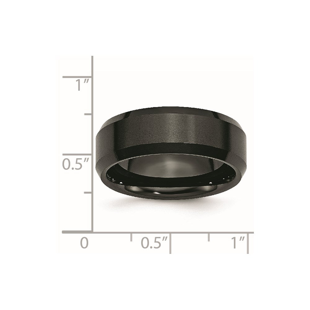 Chisel Ceramic Black Beveled Edge 8mm Brushed and Polished Band