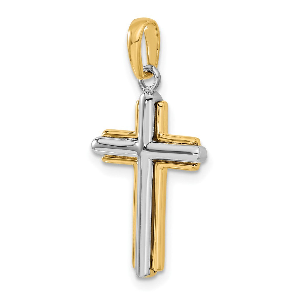 14k Two-tone Cross Pendant