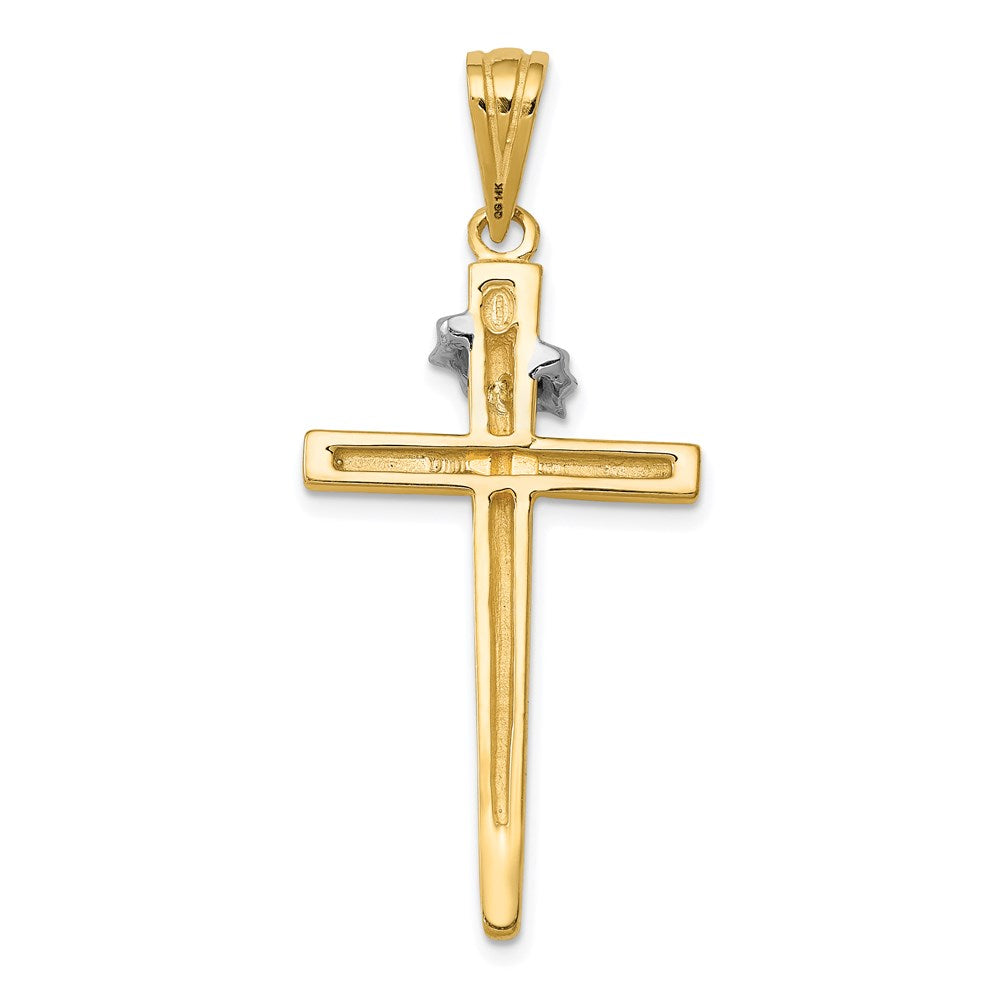 14K Two-Tone Cross w/Crown of Thorns Pendant