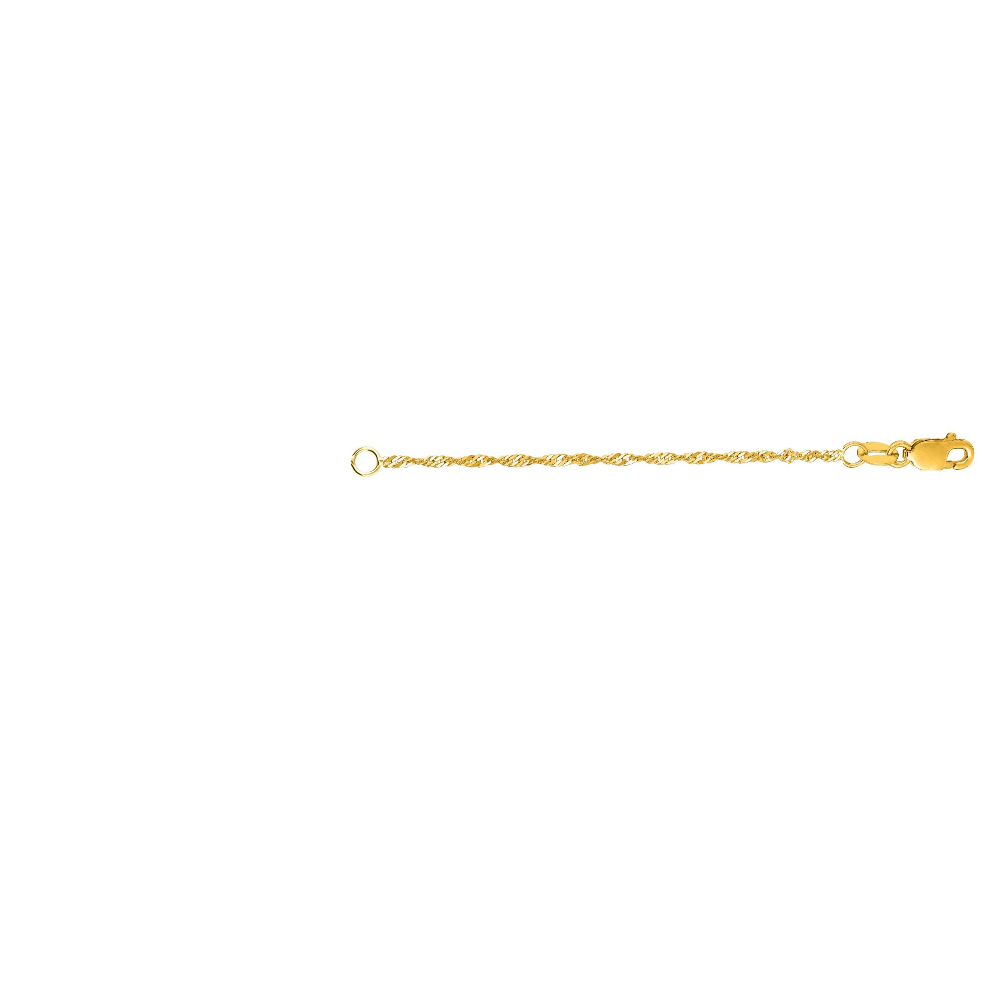 14K Yellow Gold 1.8mm Rope Chain 3" Extender with Lobster Lock