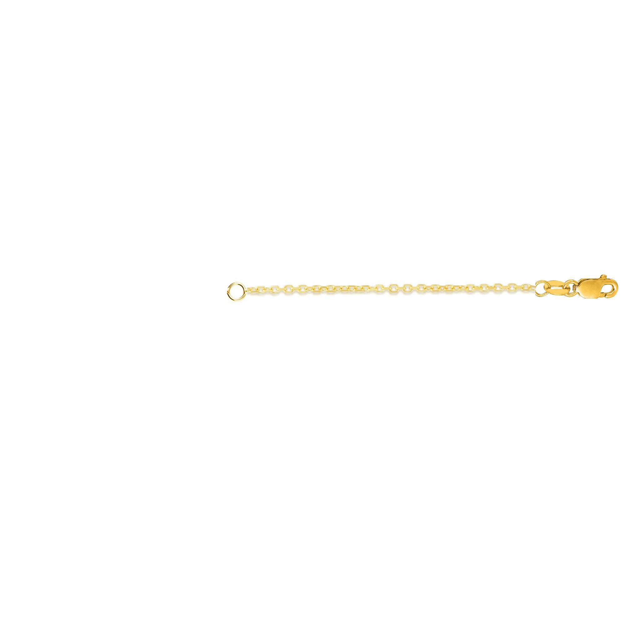14K Yellow Gold 1.8mm Diamond Cut Cable Chain 3 inch Extender with Lobster Lock