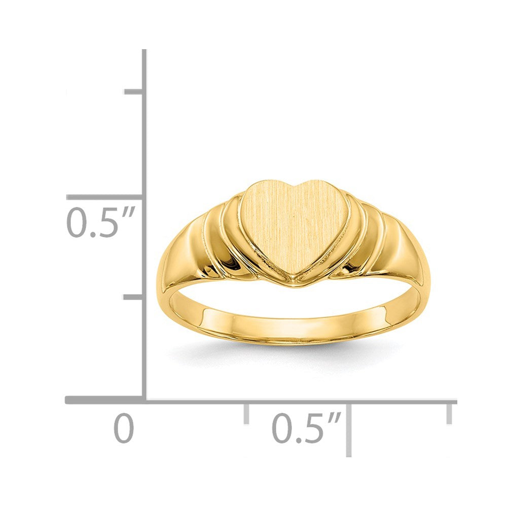 14k 6.75x6.75mm Closed Back Children's Heart Signet Ring