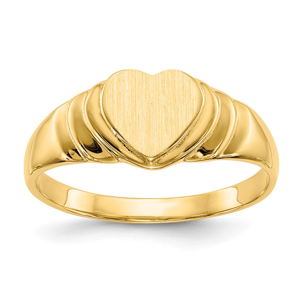14k 6.75x6.75mm Closed Back Children's Heart Signet Ring