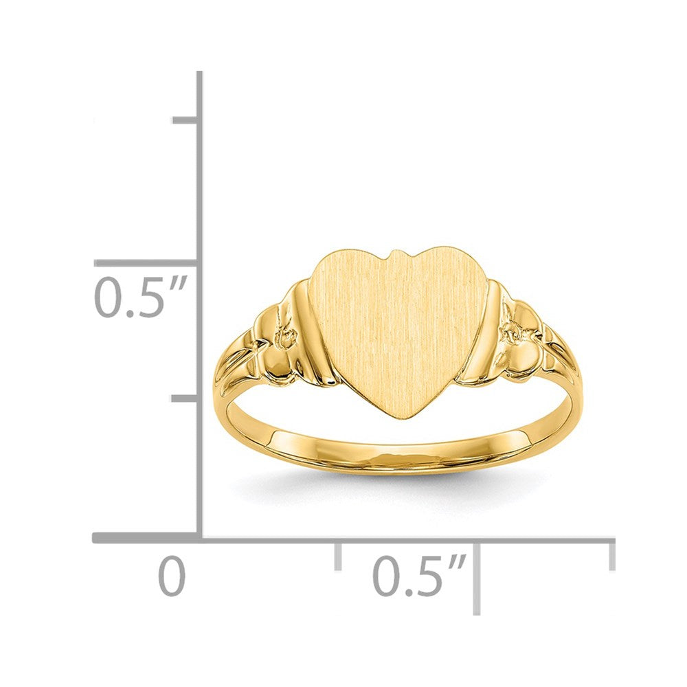 14k 8.0x8.5mm Closed Back Children's Heart Signet Ring