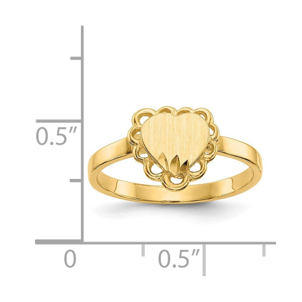 14k 6.5x7.0mm Open Back Heart Signet Ring