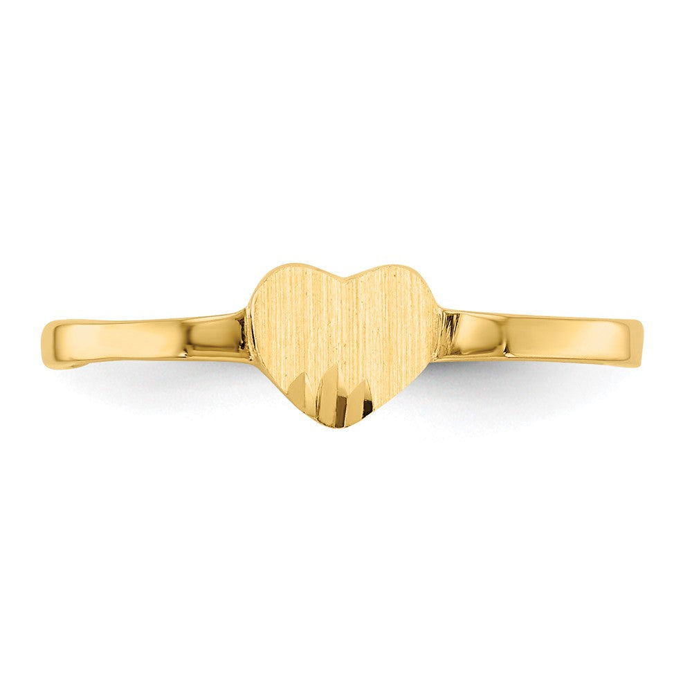 14k Diamond Cut Heart Signet Ring