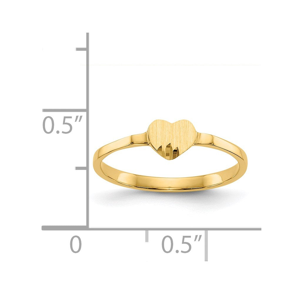 14k Diamond Cut Heart Signet Ring
