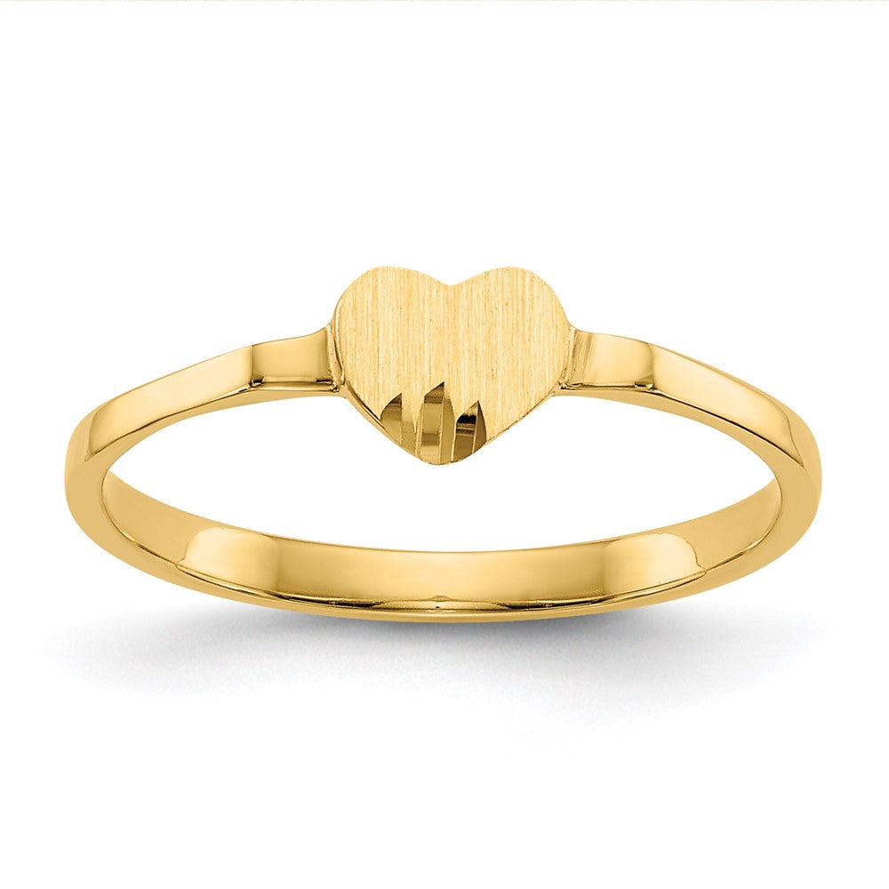 14k Diamond Cut Heart Signet Ring