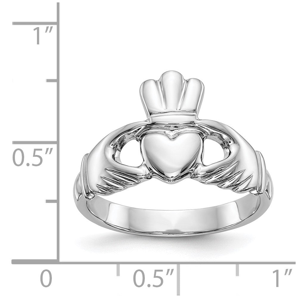 14k White Gold Polished Claddagh Ring