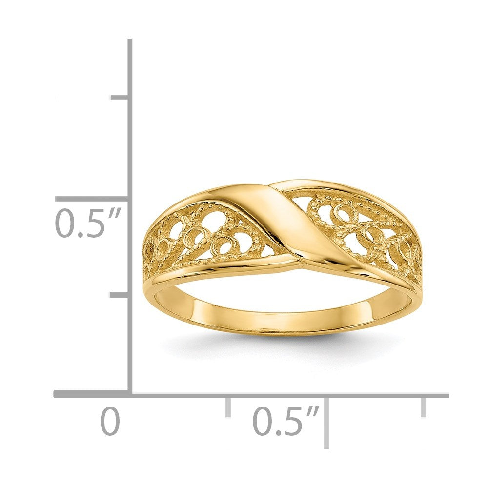 14k Polished Filigree Ring