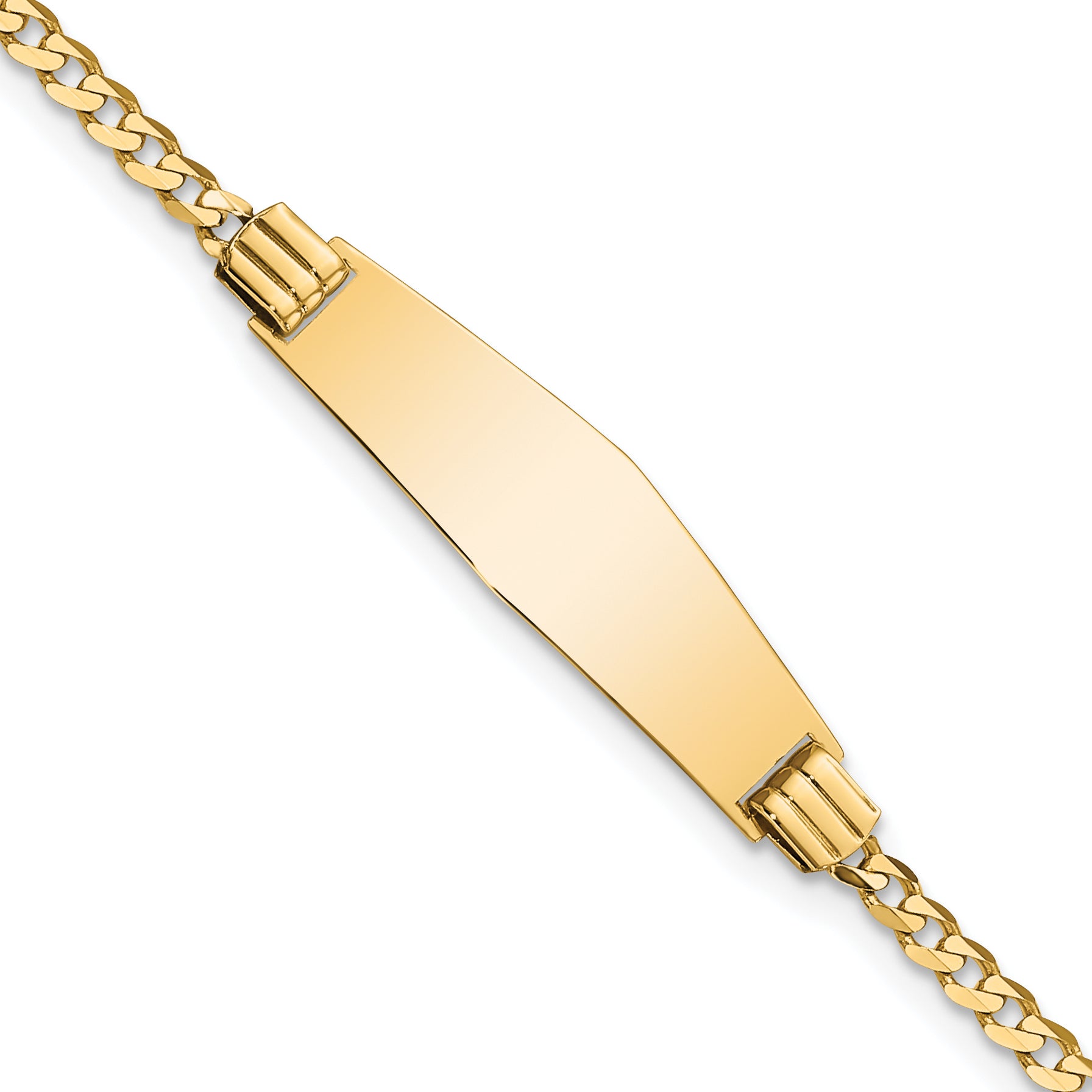 14K Soft Diamond Shape Curb Link Id Bracelet