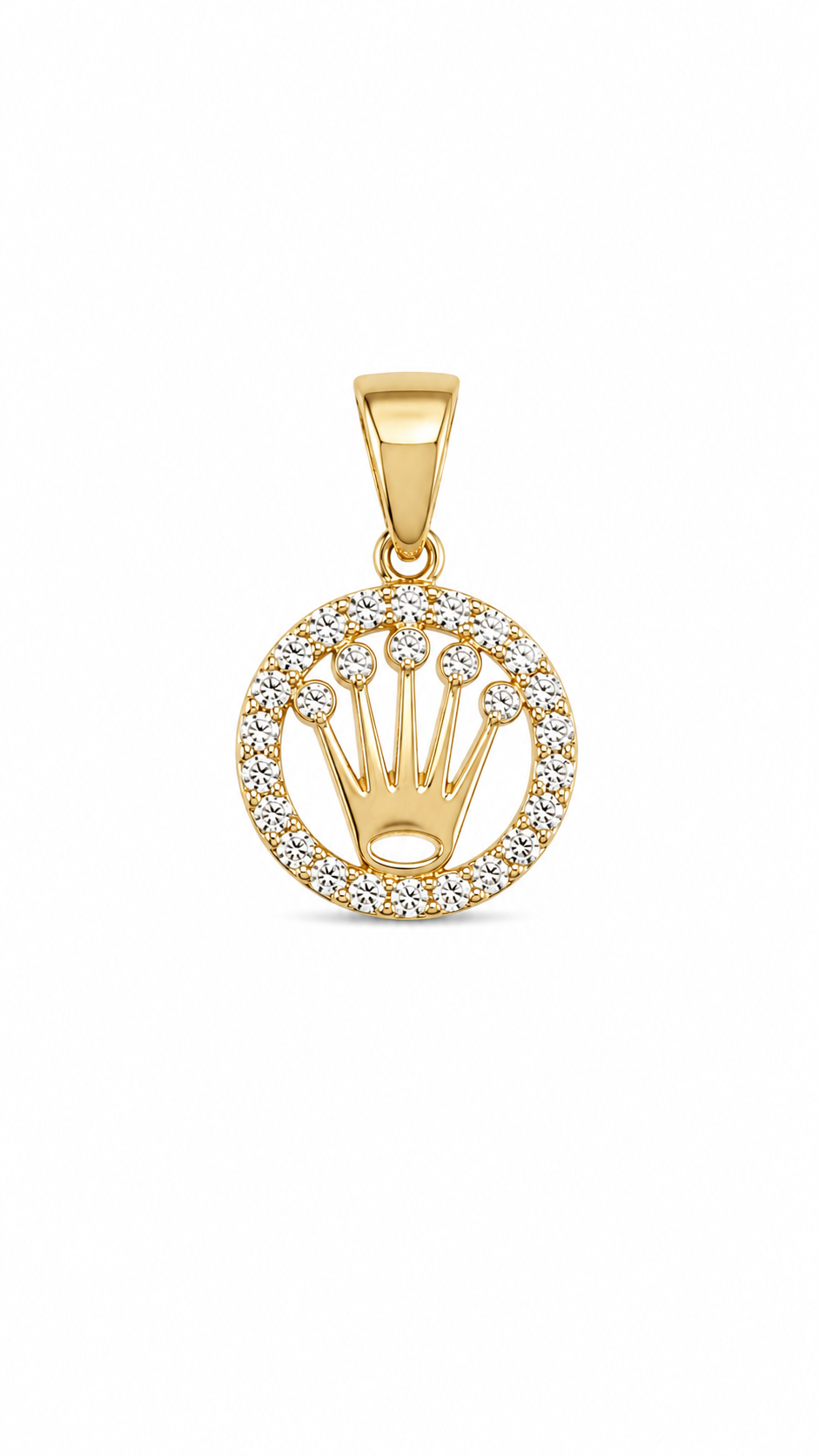 14KT Yellow Gold Round Crown CZ Pendant [A1B1]