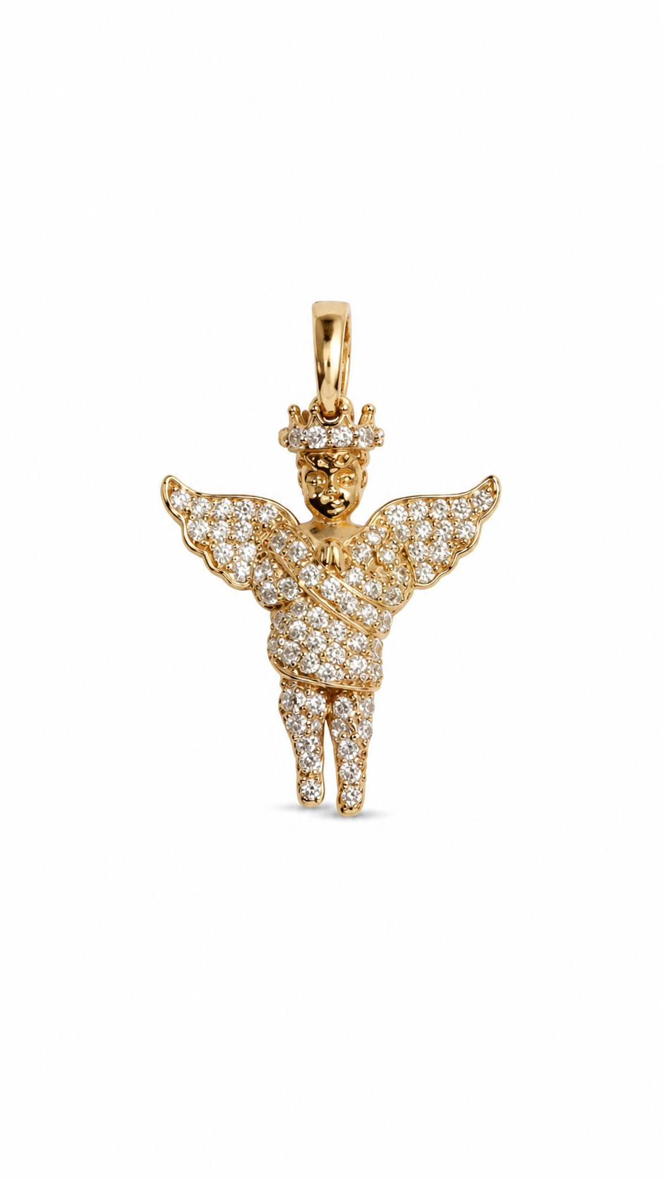 10KT Yellow Gold Praying Angel CZ Pendant [A2B1]