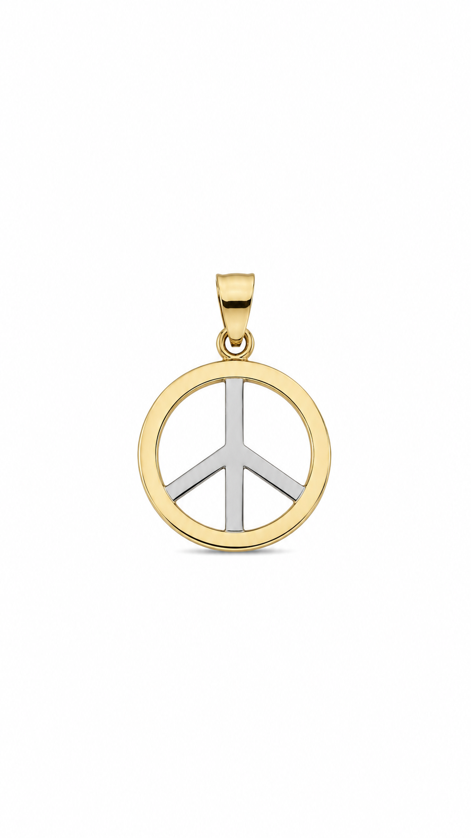 10KT Two-Tone Gold Round Peace Pendant [A0B4]