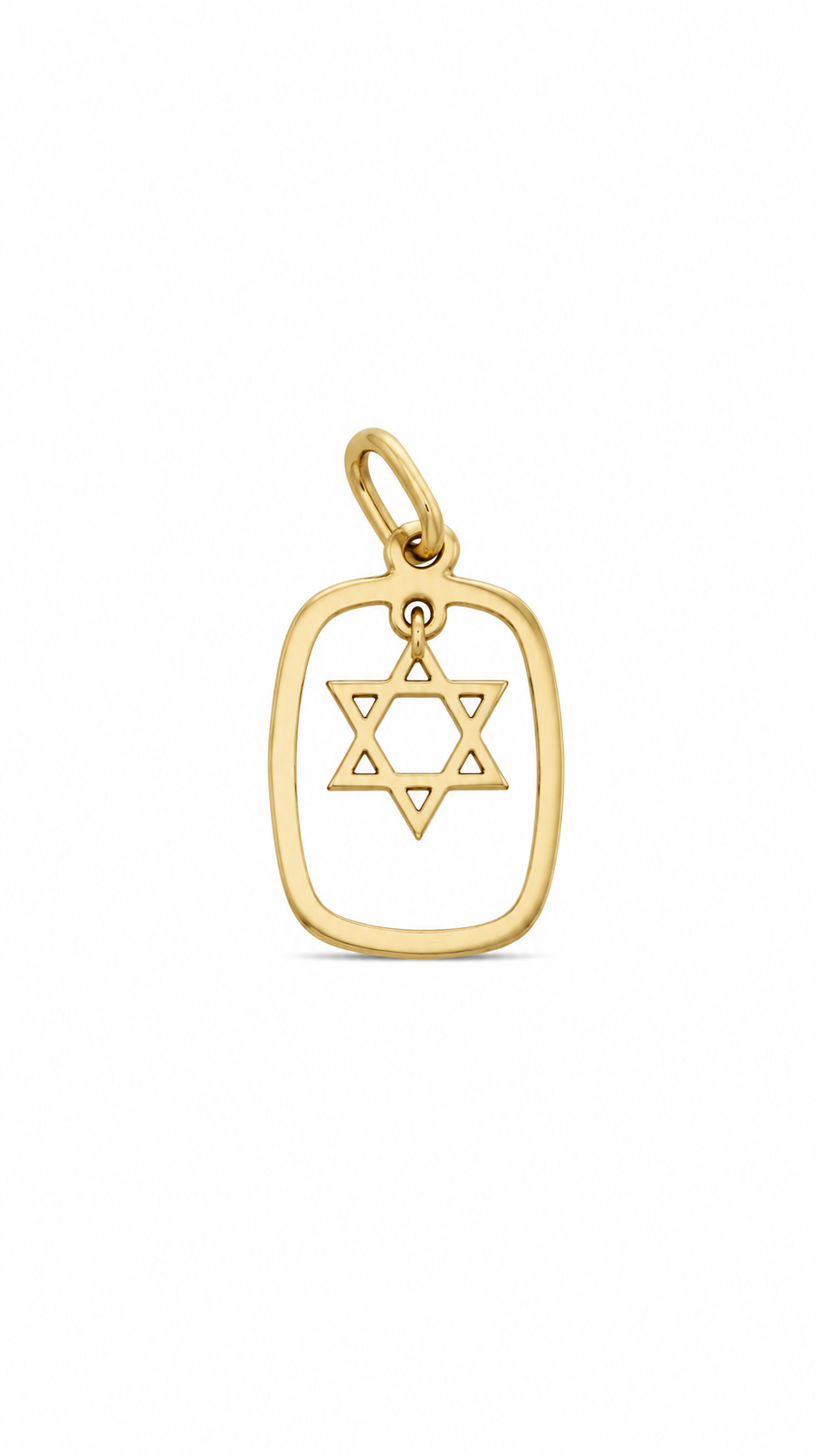 10KT Yellow Gold Rectangle Star of David Dangle Pendant [A1B3]