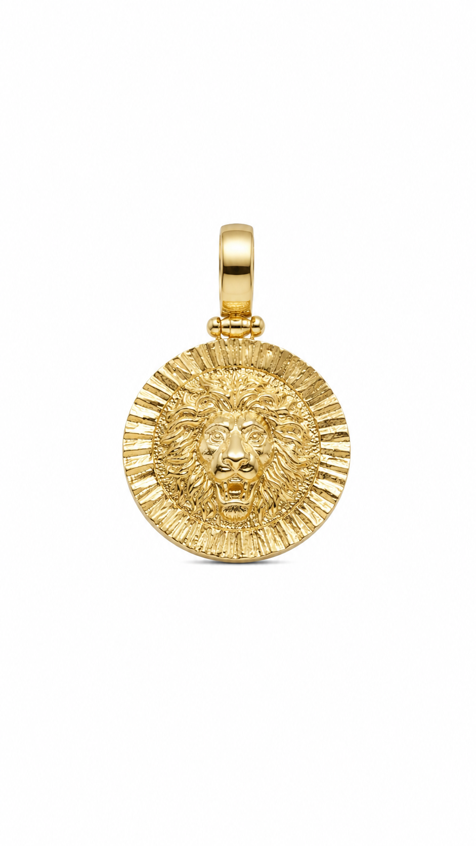 14KT Yellow Gold Lion Round Pendant [A4B3]
